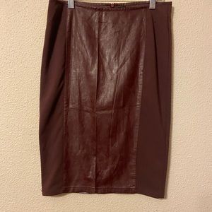 Pleather and spandex panel pencil skirt rich color size large